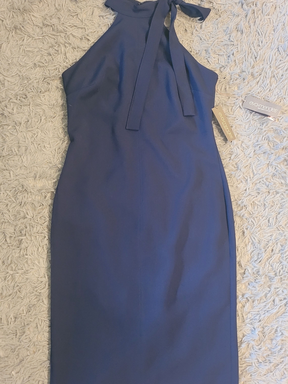 eva mendes for New York & Company Navy Halter Tie Sheath Dress